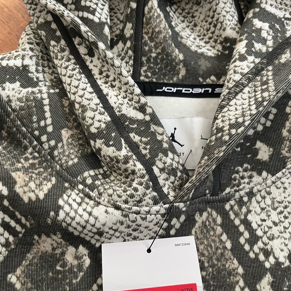 Jordan Snake Print Hoodie in Khaki and Cream